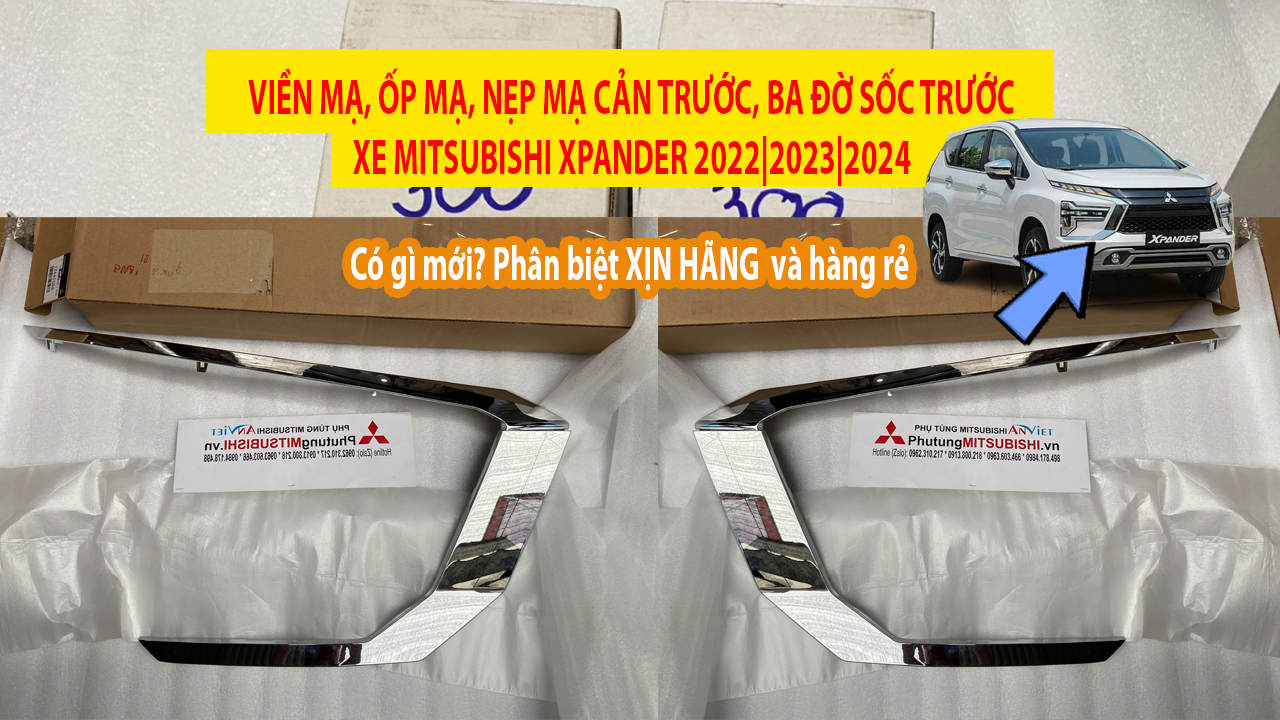 Viền mạ cản trước xe Mitsubishi Xpander 2022-2023 chính hãng