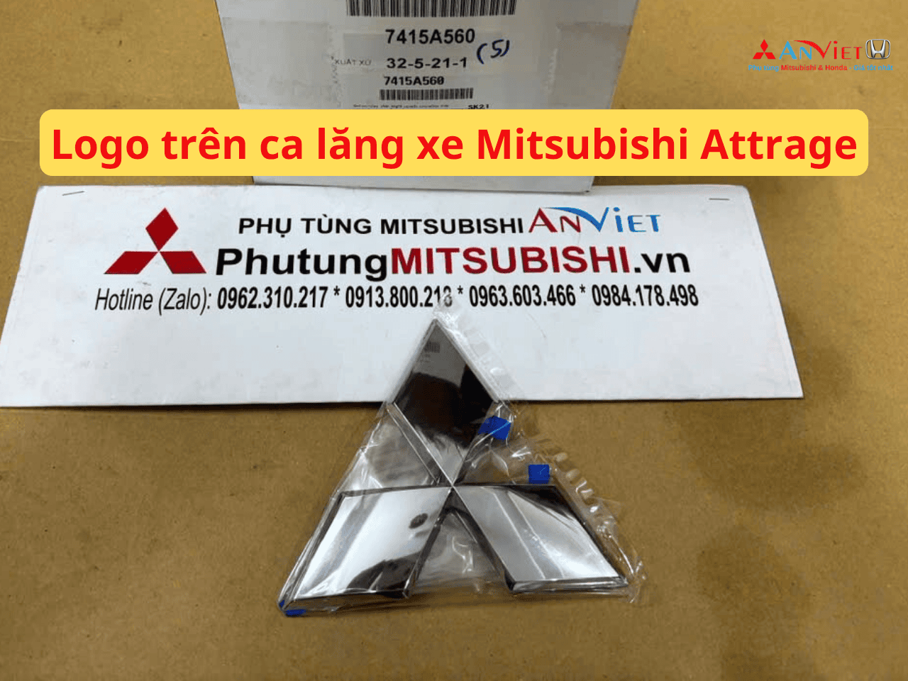 Logo trên ca lăng xe Mitsubishi Attrage