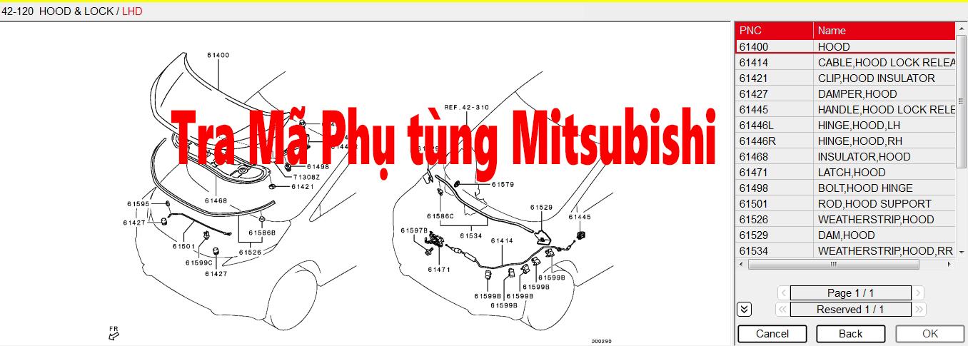 Tra mã phụ tùng Mitsubishi