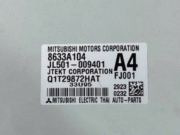 Hộp điều khiển thước lái  MITSUBISHI ATTRAGE,  MITSUBISHI MIRAGE 8633A104 JL501-009401 A4 JTEKT CORPORATION MITSUBISHI MOTORS CORPORATION Q1T29872HAT FJ001