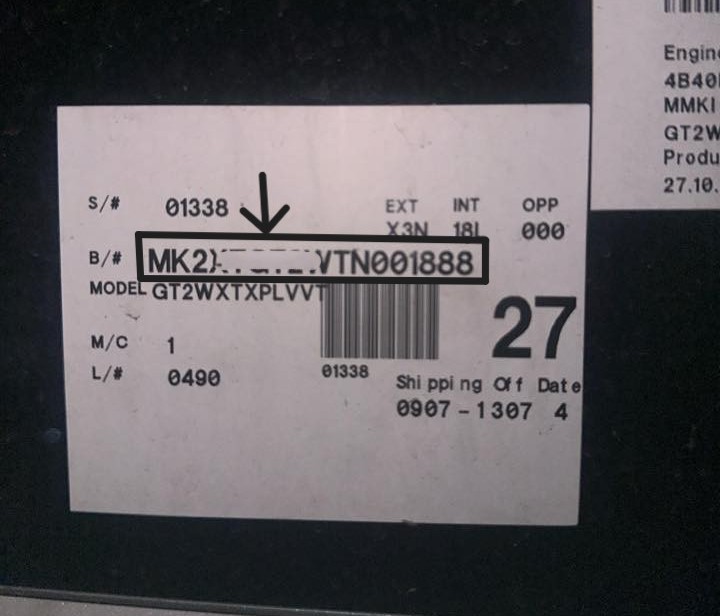 Số VIN xe Mitsubishi Destinator