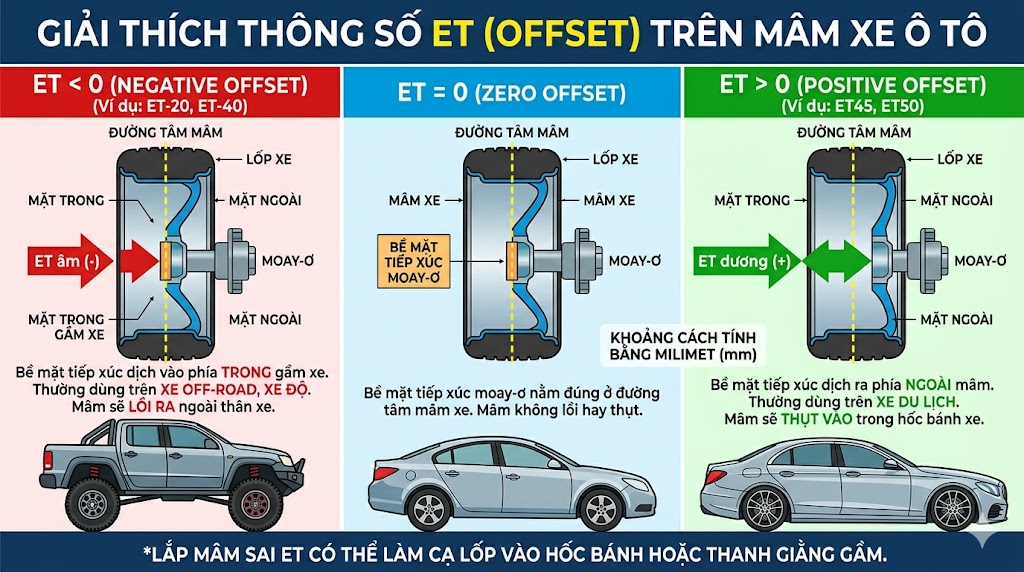 Th&ocirc;ng số ET tr&ecirc;n m&acirc;m xe &ocirc; t&ocirc; l&agrave; g&igrave;?