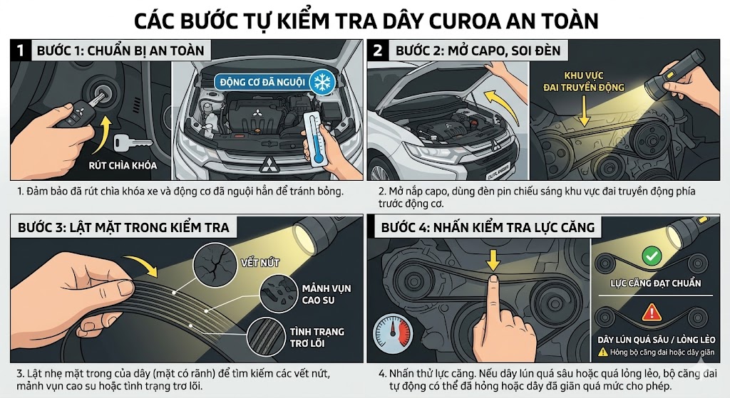 C&aacute;ch kiểm tra d&acirc;y curoa &ocirc; t&ocirc; nhanh ch&oacute;ng tại nh&agrave;