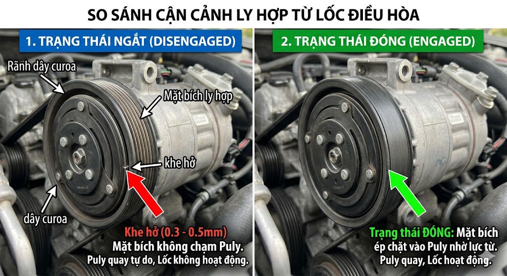 Lốc lạnh ô tô đóng ngắt liên tục