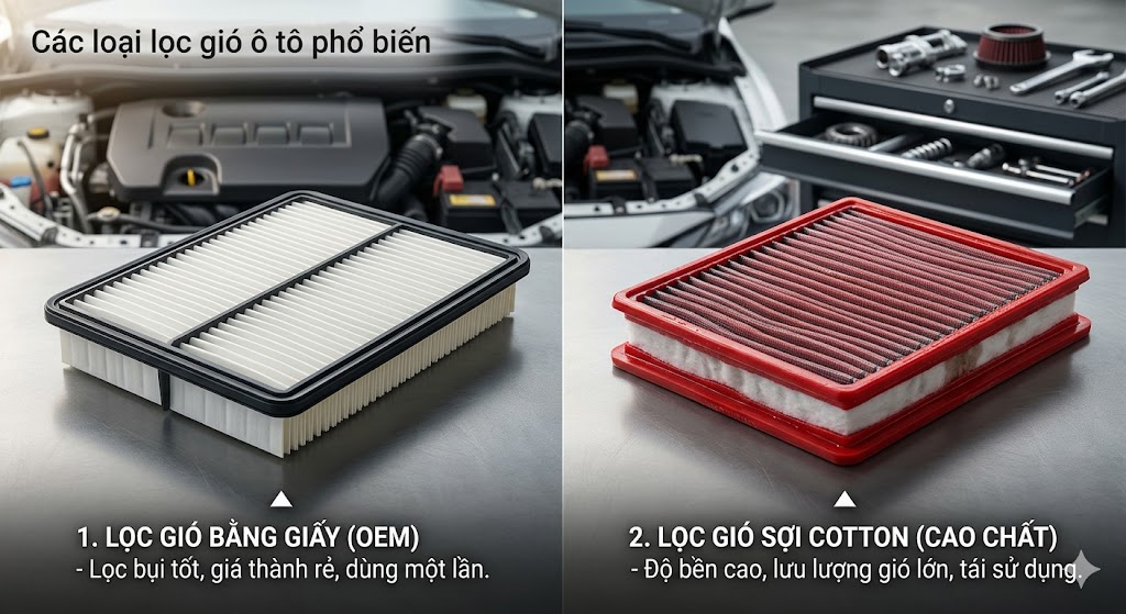 C&aacute;c loại lọc gi&oacute; &ocirc; t&ocirc; tr&ecirc;n thị trường