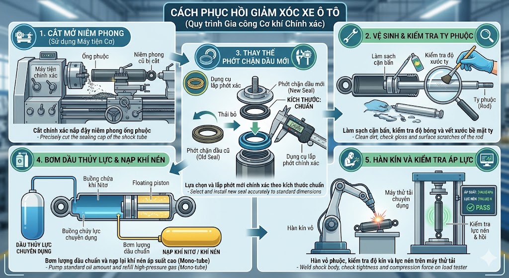 C&aacute;ch phục hồi phuộc giảm x&oacute;c &ocirc; t&ocirc;