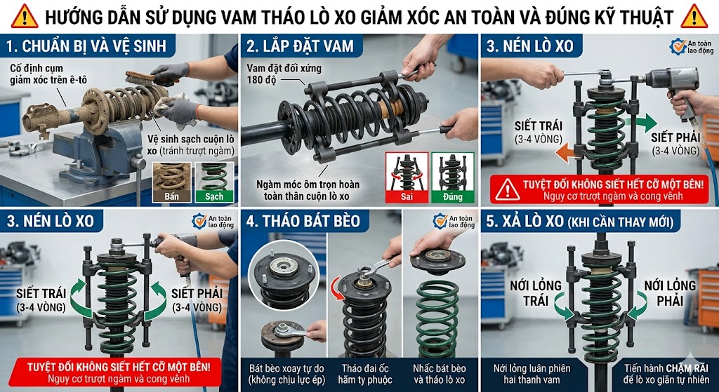 C&aacute;ch sử dụng vam th&aacute;o l&ograve; xo