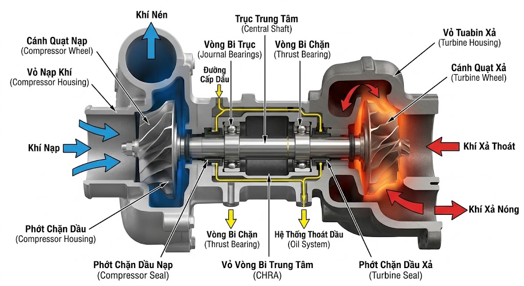 Cấu tạo turbo ô tô chi tiết