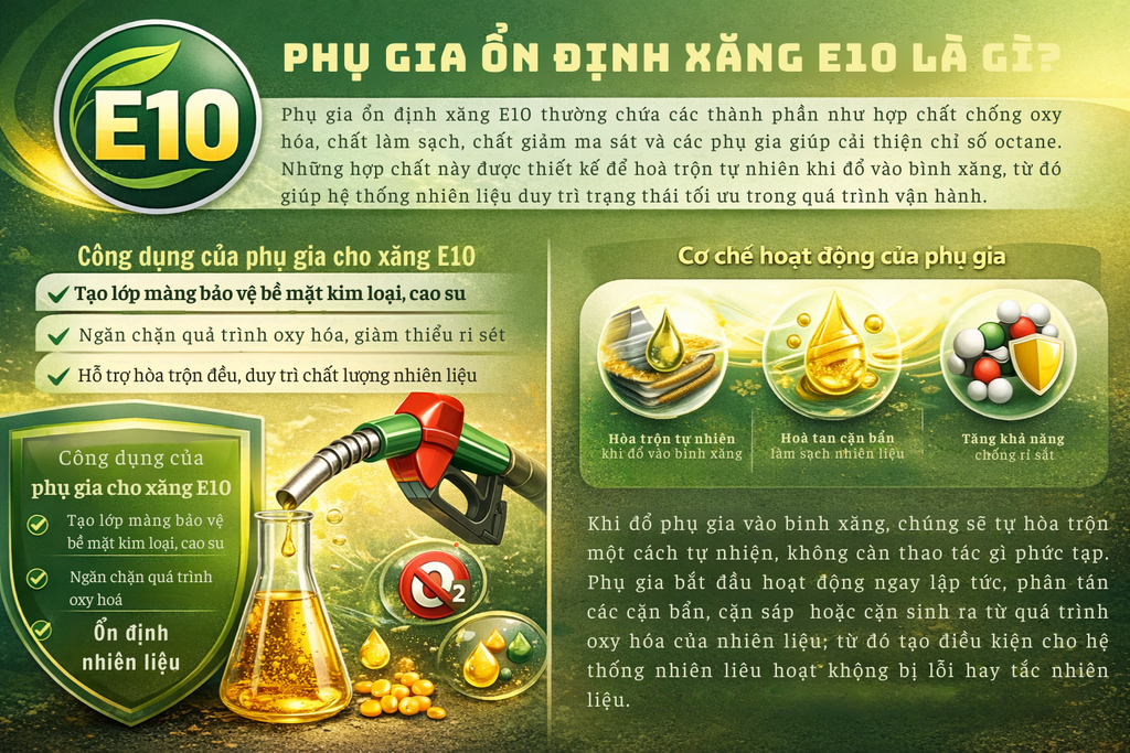 Cơ Chế Hoạt Động Của Chất Phụ Gia Cho Xăng E10