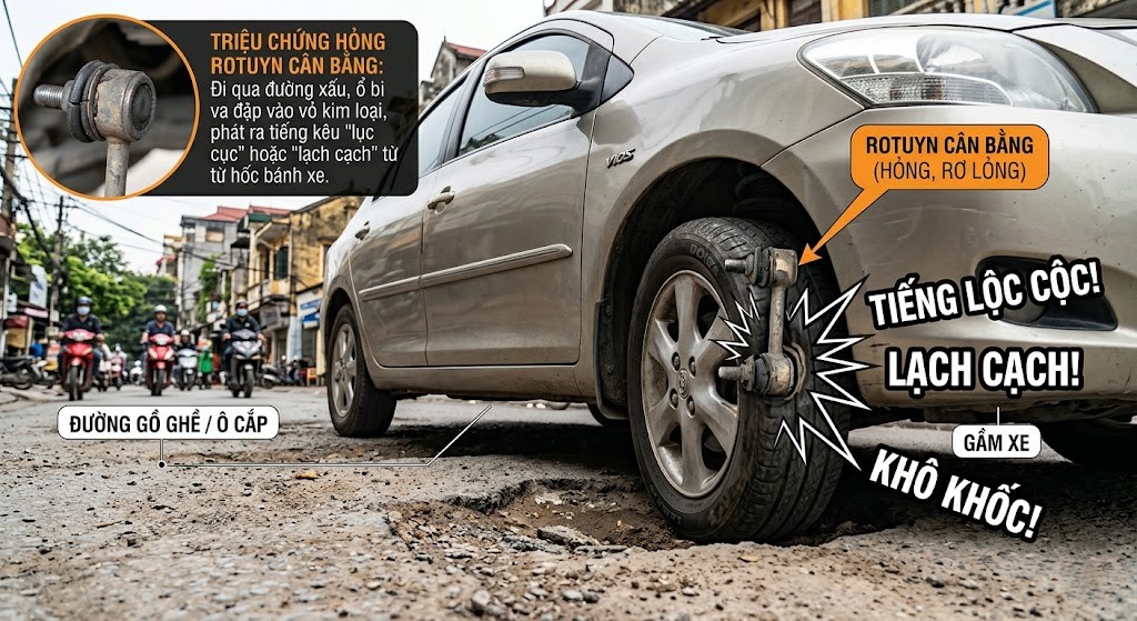 Dấu hiệu rotuyn cân bằng bị hỏng cần kiểm tra ngay