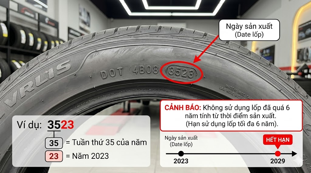 Ngày sản xuất Date lốp xe ô tô