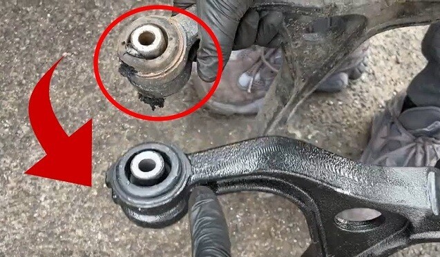 cao su càng A xe ô tô bị lão hóa, nứt vỡ