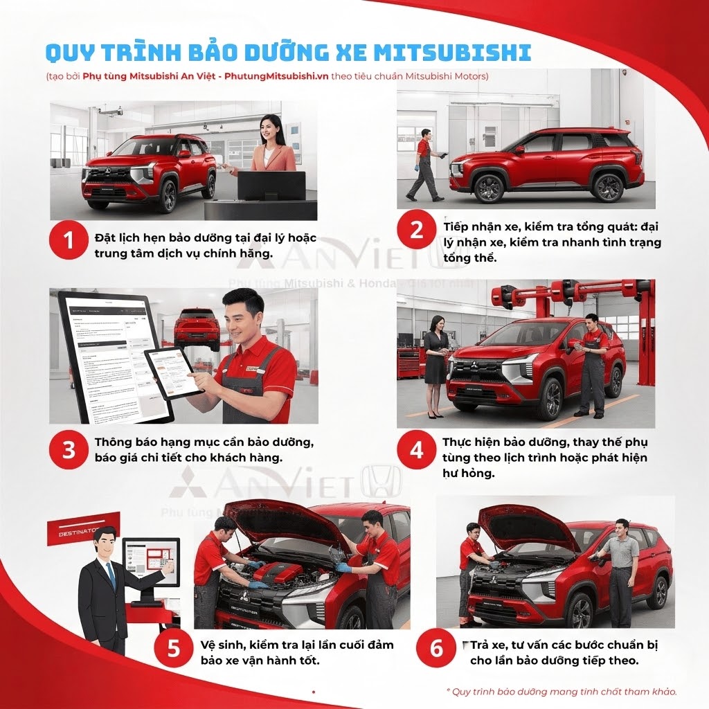 Quy tr&igrave;nh bảo dưỡng xe Mitsubishi Destinator chuẩn h&atilde;ng Mitsubishi Motors