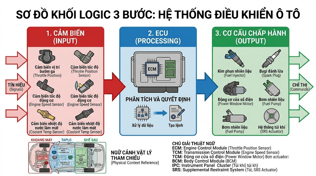 Sơ đồ ECU ô tô và nguyên lý hoạt động cơ bản