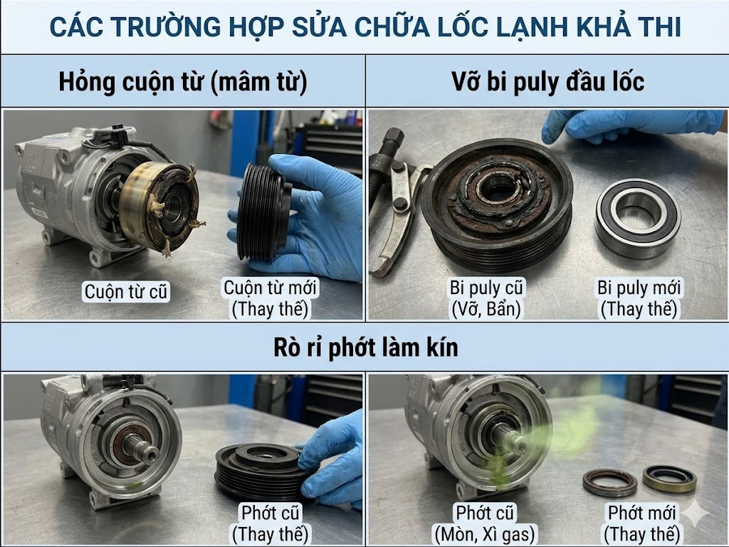 Các trường hợp có thể sửa chữa, phục hồi lốc lạnh ô tô
