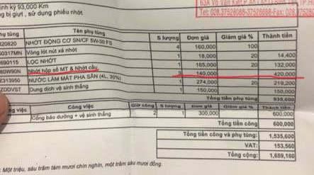Chi phí Nhớt hộp số sàn Xpander (MT)