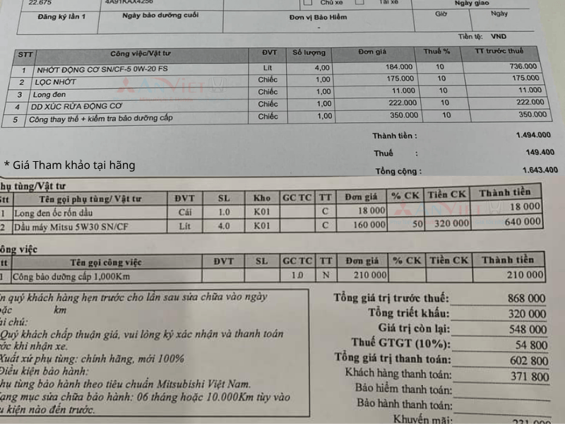 Thay nhớt xe Xpander hết bao nhiêu tiền?