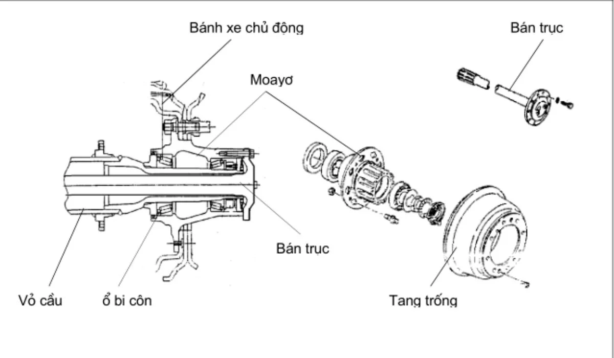 Cấu tạo của bán trục ô tô