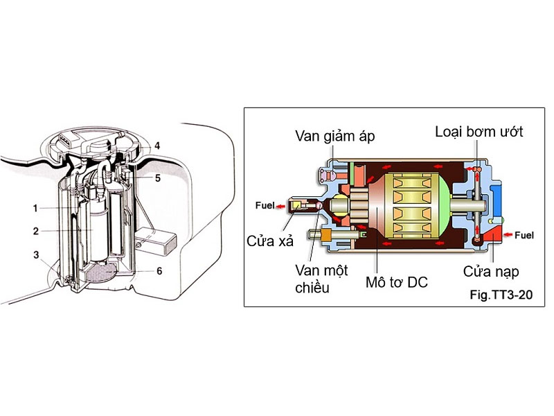 Cấu tạo bơm xăng ô tô