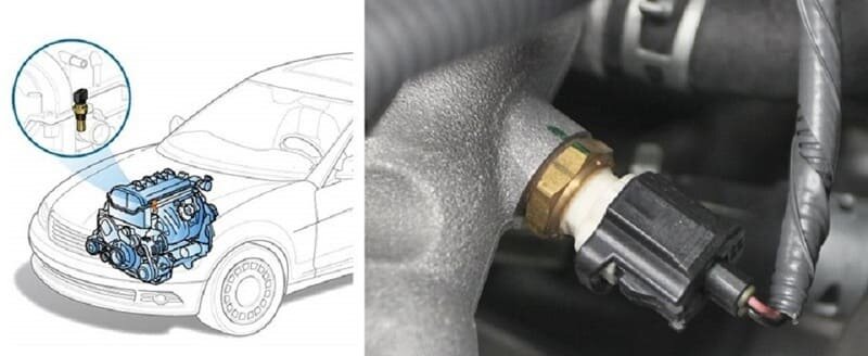 Vị trí của cảm biến nhiệt độ nước làm mát trên xe
