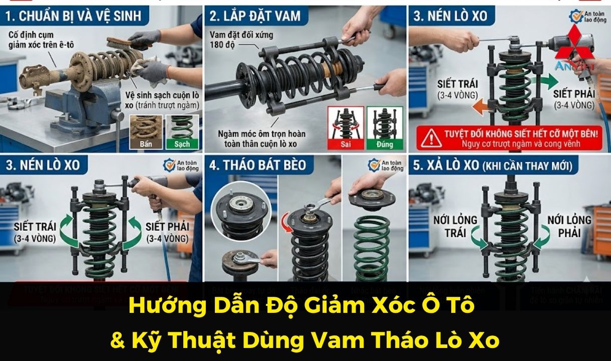 Hướng Dẫn Độ Giảm Xóc Ô Tô & Kỹ Thuật Dùng Vam Tháo Lò Xo