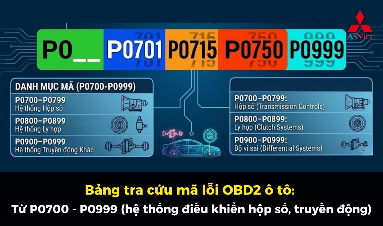 Bảng tra cứu mã lỗi OBD2 ô tô: Từ P0700 đến P0999 chi tiết