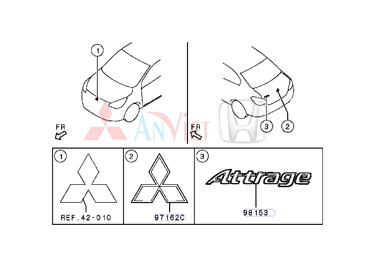 Biểu tượng, Logo sau cốp xe Mitsubishi Attrage