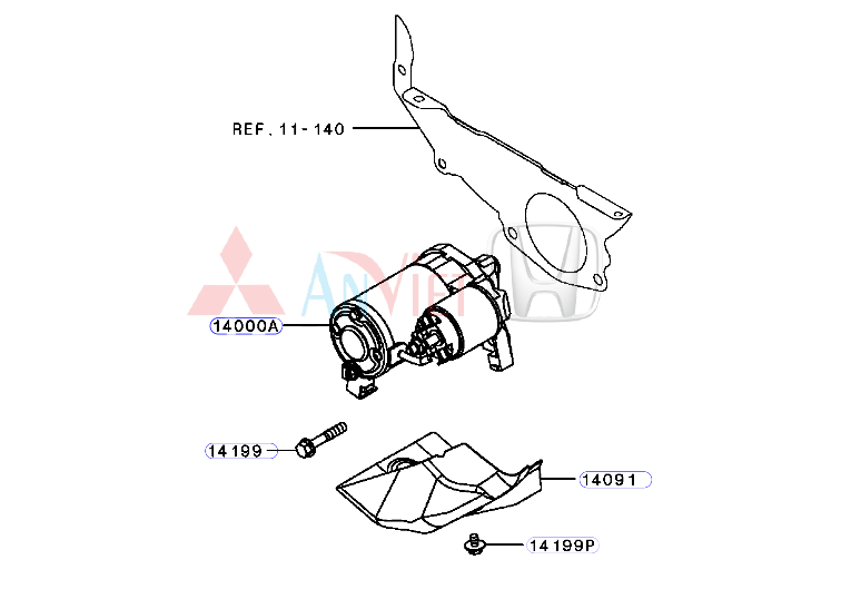 Củ đề xe Mitsubishi Attrage 1810A220, 1810A333, 1810A334, 23300W150P