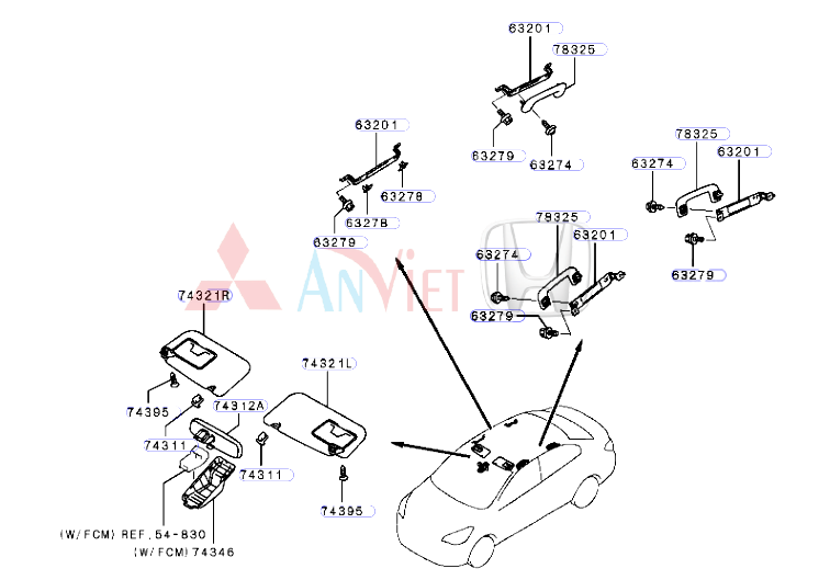 Tay nắm trần xe Mitsubishi Attrage