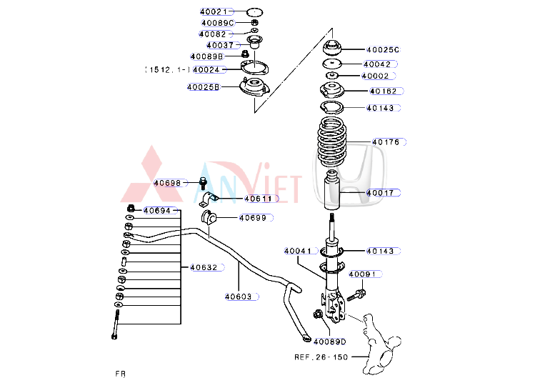 Bát giữ cố định giảm xóc trước xe Mitsubishi Attrage