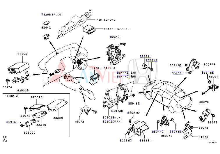 Hộp điều khiển túi khí xe Mitsubishi Attrage 8635A503 8651A245 8619A337, 8619A394