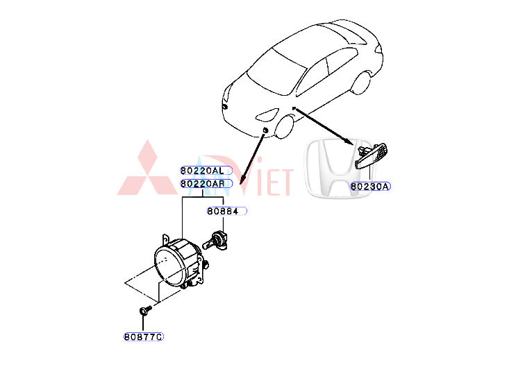 Đèn gầm, Đèn Sương Mù xe Mitsubishi Attrage 8321A709 8351A065