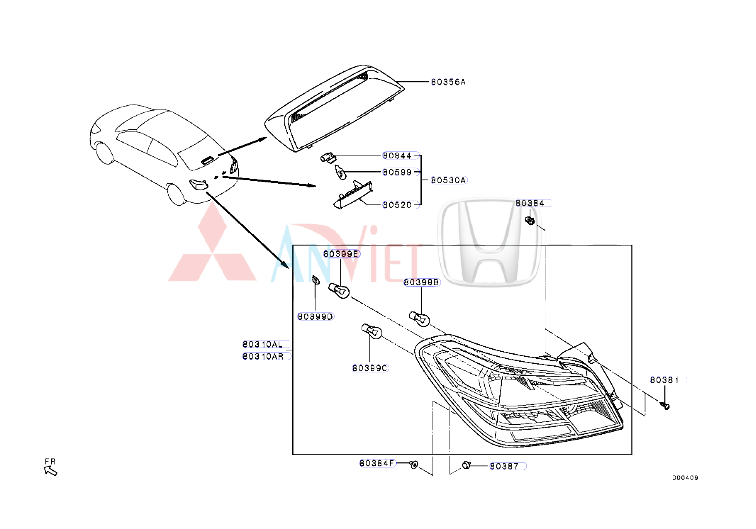 Đèn hậu xe Mitsubishi Attrage 2020-2025 bản MT Halogen 8334A148XA 8355A123, 8355A124 8341A149