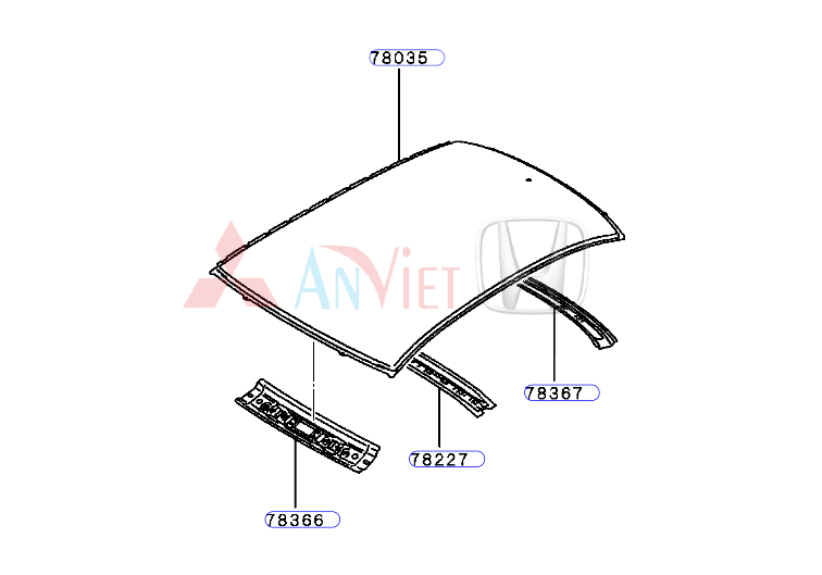 Nóc xe Mitsubishi Attrage 5290C666, 5290C524 5290C521