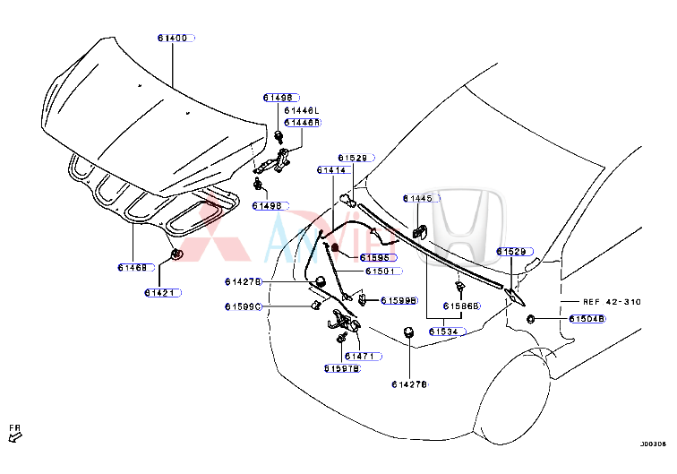 Bản lề capo xe Mitsubishi Attrage