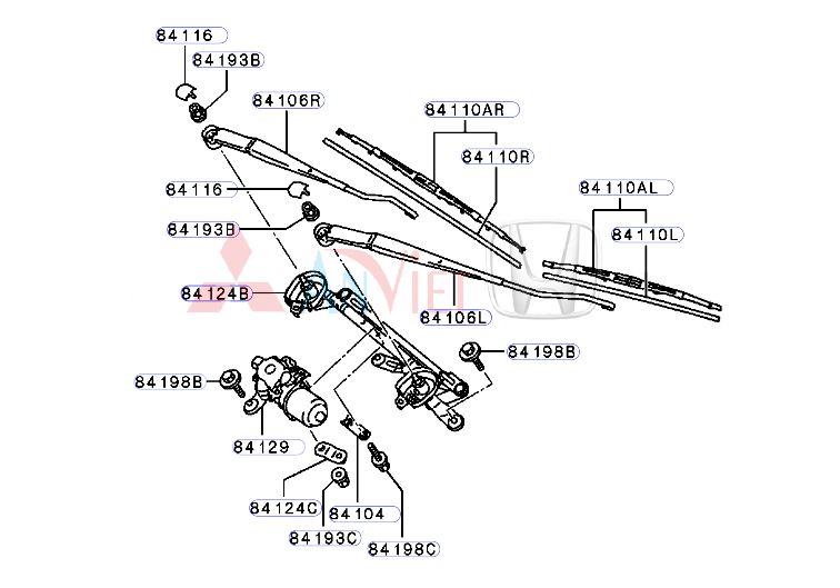 Cơ cấu gạt mưa trước Mitsubishi Attrage