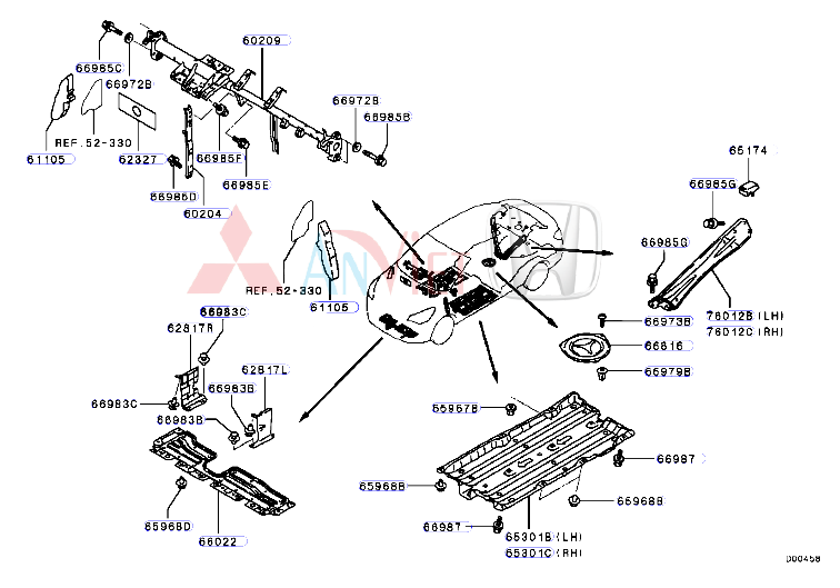 Xương đỡ táp lô xe Mitsubishi Attrage 5230D336 5230H241 5230H927 5370B175