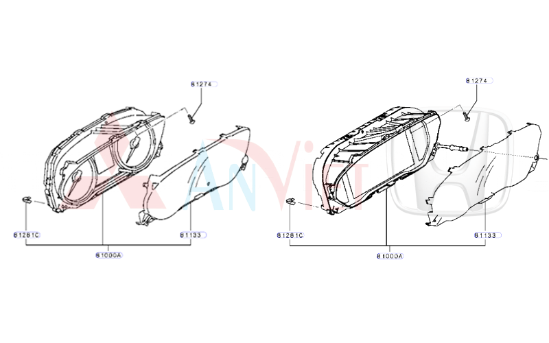 Nắp mặt kính đồng hồ công tơ mét táp lô Mitsubishi Destinator DST 24813W000P