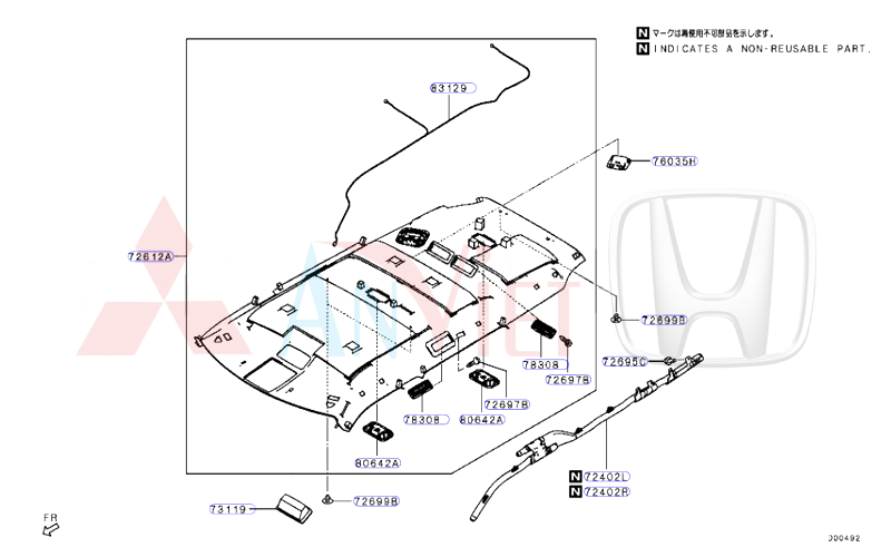 Cửa gió điều hòa trần nóc xe Mitsubishi Destinator DST 7842A203HA