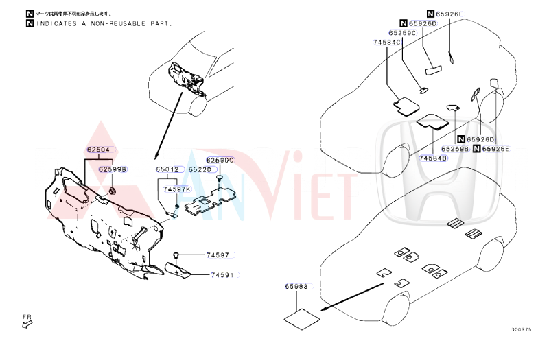 Tấm nỉ cách nhiệt chống nóng khoang máy và ca bin Mitsubishi Destinator DST 67900C010P