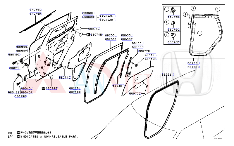 Nẹp chân kính trong cánh cửa sau Mitsubishi XForce 82821B020P 82820B020P
