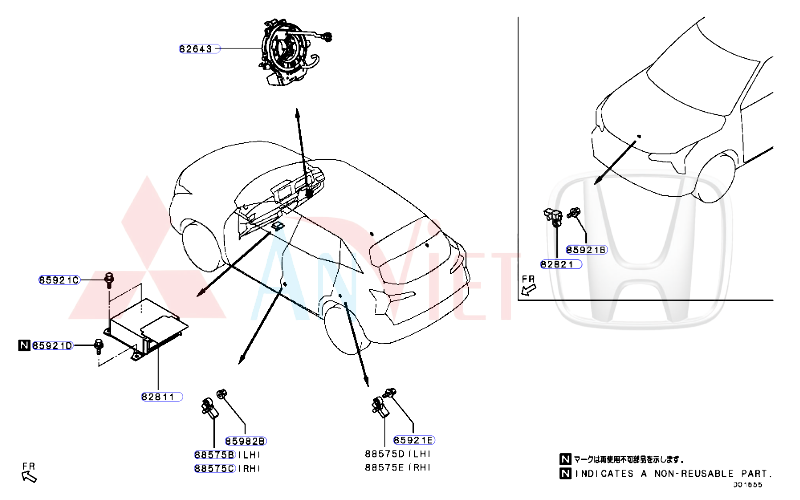 Cảm biến va chạm, kích nổ túi khí đầu xe Mitsubishi XForce 98581B000P