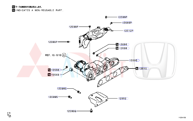 Cổ xả, Cổ góp khí xả xe Mitsubishi Xforce 14002W070P 1555B084 1555B025