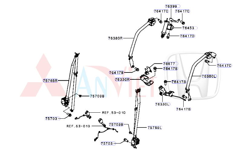 Chốt Cài dây đai an toàn ghế sau Mitsubishi XForce 88843B031P 88842B031P
