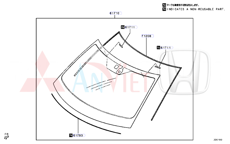 Kính chắn gió trước Mitsubishi Xforce 72700B120P 72700B130P 72714B000P 72752B020P