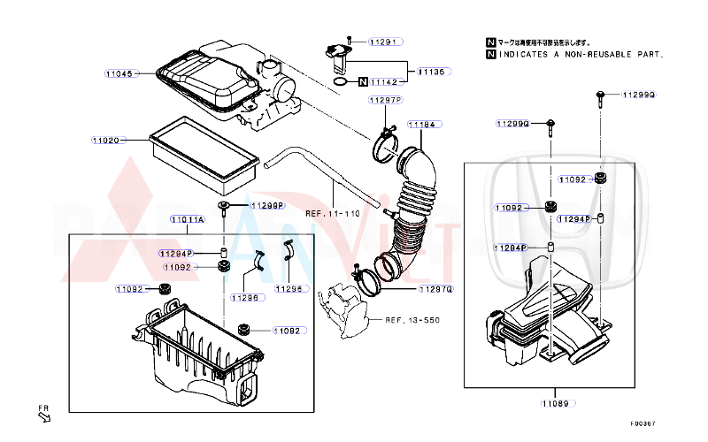 Lọc gió động cơ xe Mitsubishi Xforce 1500A687, 1500A687A 16555W000P 1500A867 1500A866 1505A962