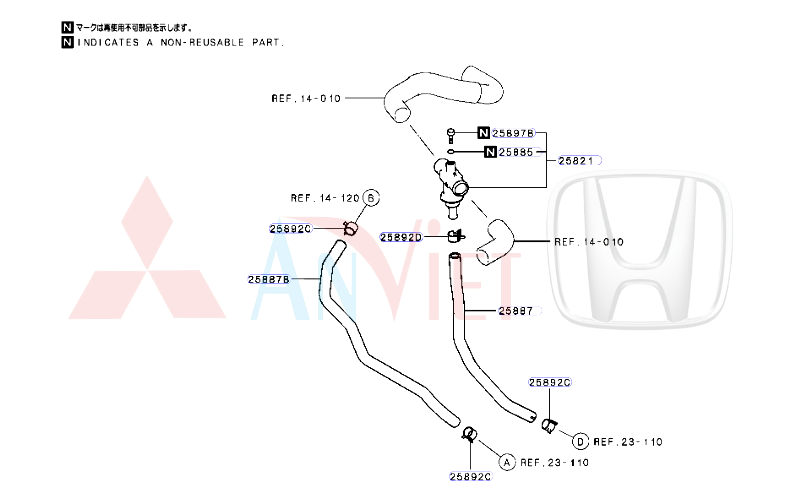 Ống tuy ô cao su làm mát dầu số sinh hàn Mitsubishi Xforce 2922B468