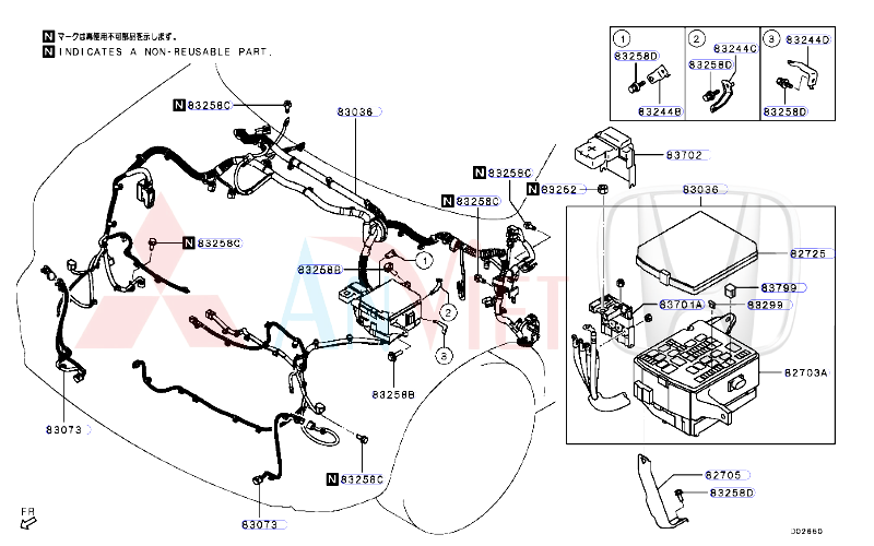 Thân hộp cầu chì khoang động cơ xe Mitsubishi Xforce 24350B010P