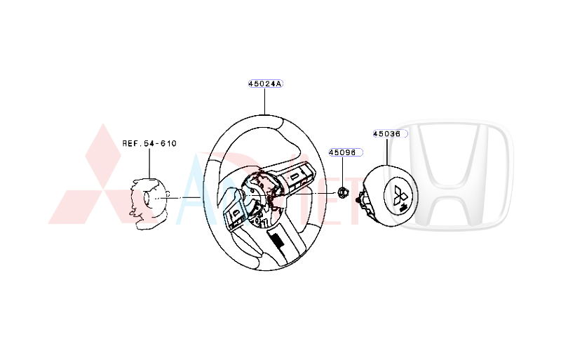 Vô lăng xe Mitsubishi Destinator DST 48400B001P 48400B071P 48400W481P