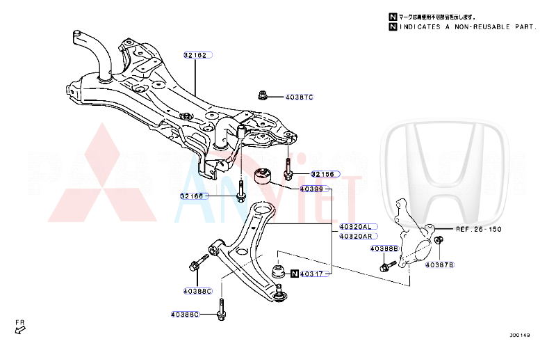 Cao su ắc càng A trước xe Mitsubishi Xforce 54570W020P